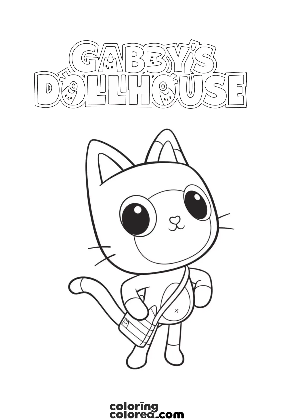 Free colouring pages of Pandy, from Gabby's Dolls' House