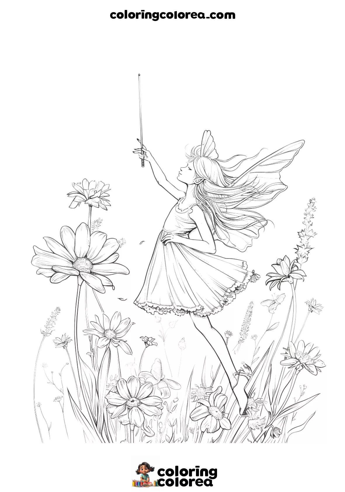 Dibujo para colorear gratis de un hada