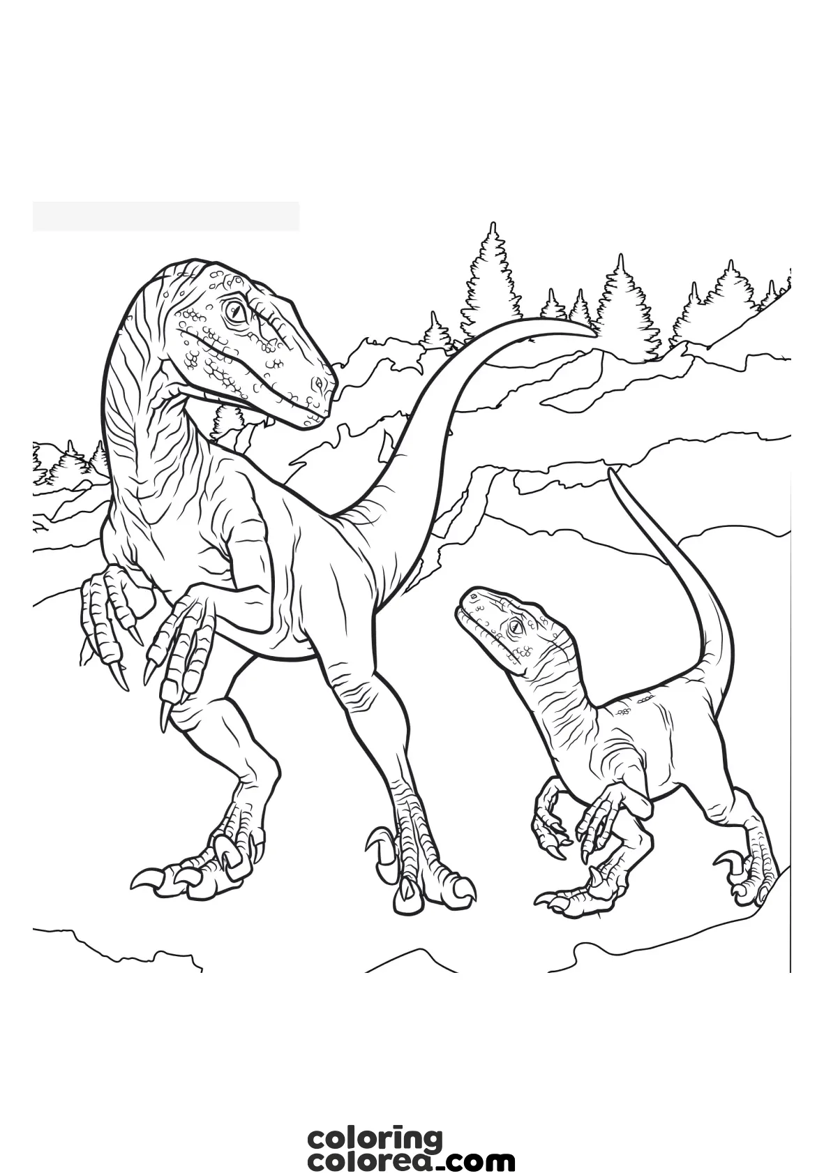 Dibujo para colorear gratis de dinosaurio velociraptor
