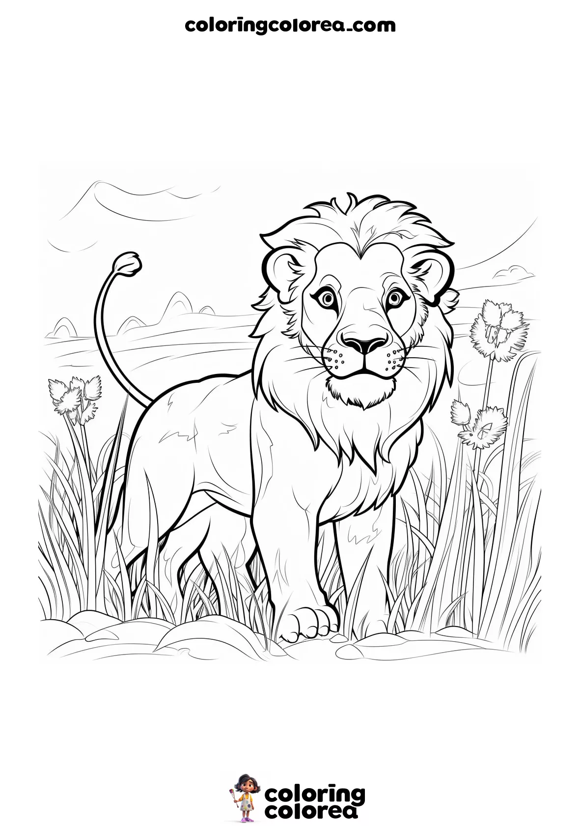 Dibujo para colorear gratis de un león