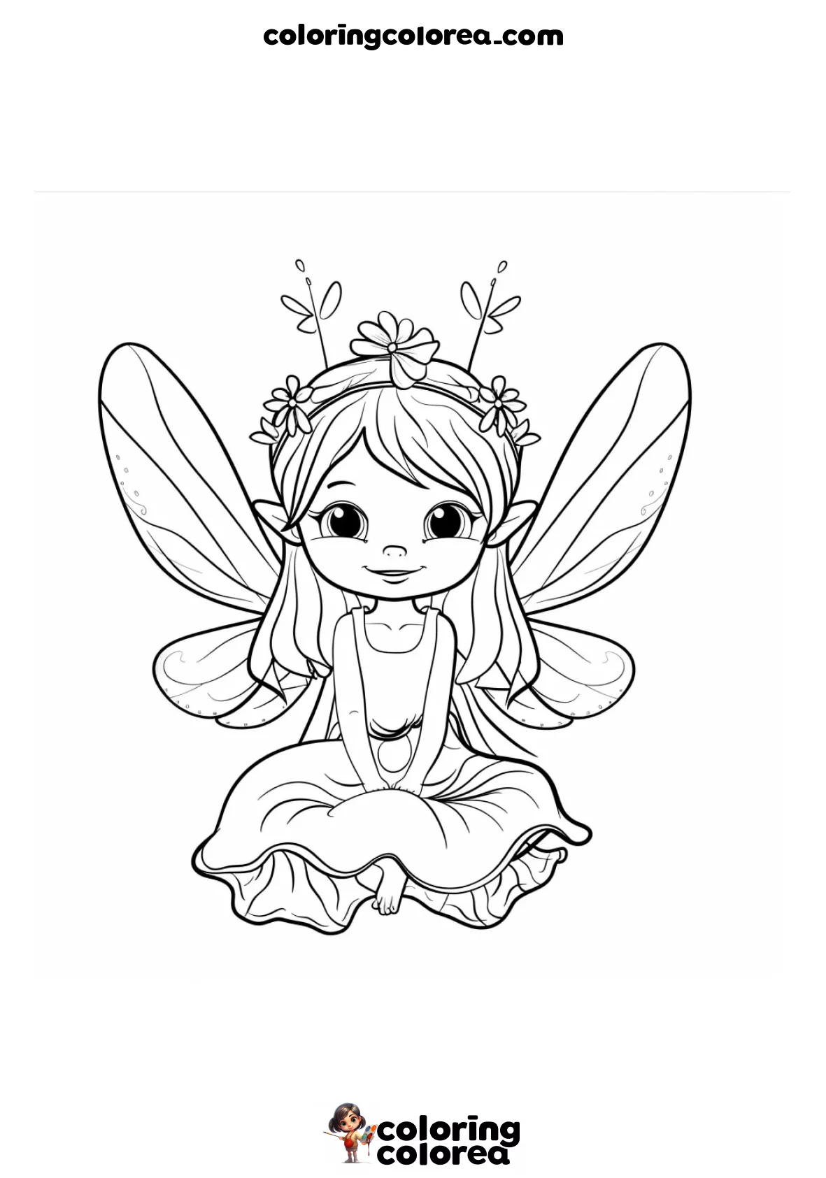 Dibujo para colorear de una hada de los bosques