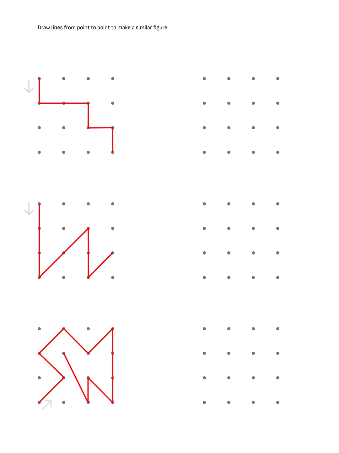 Graphomotor skills worksheet, join the dots, primary school stage