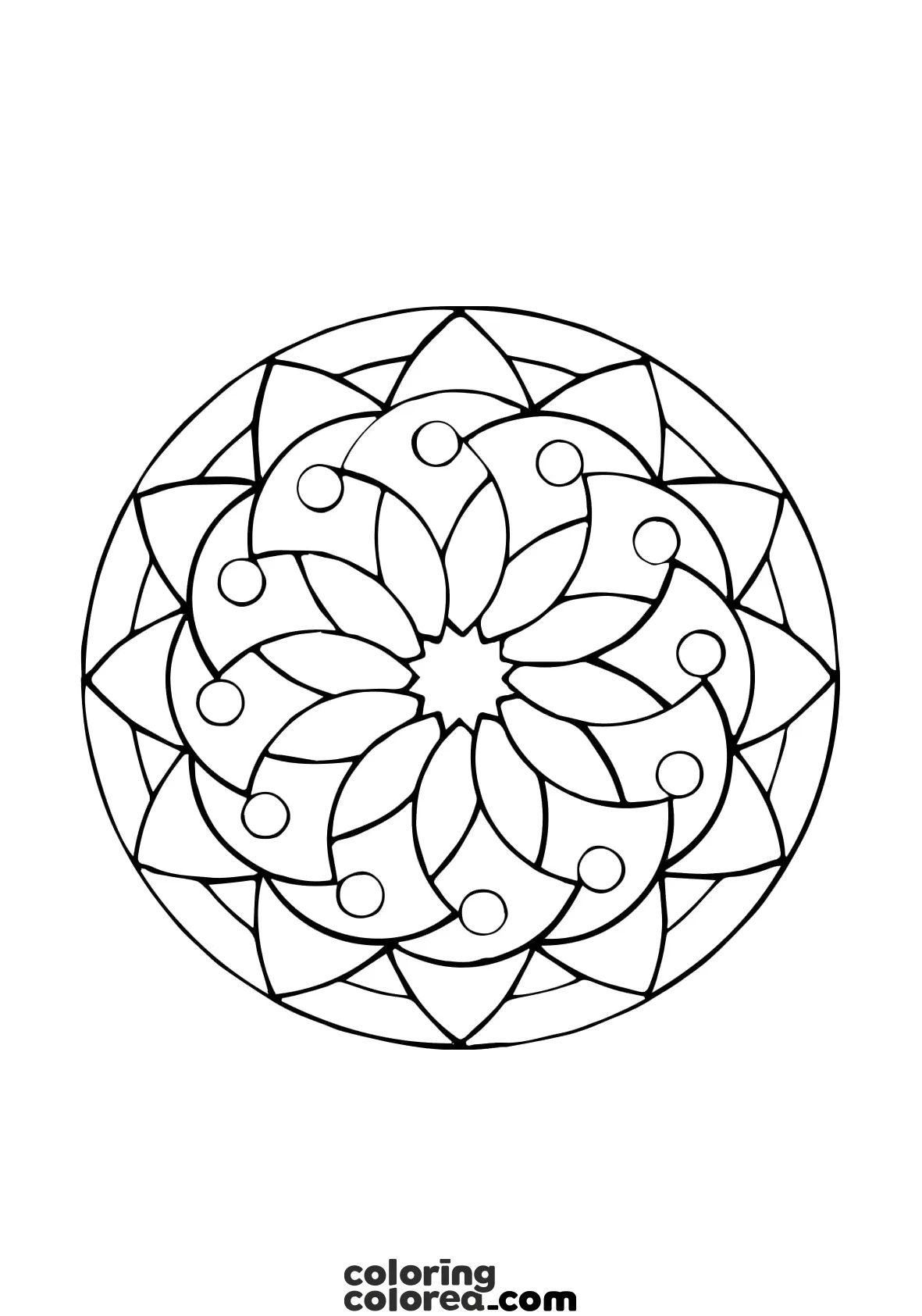 Mandala fácil de tipo floral para colorear gratis