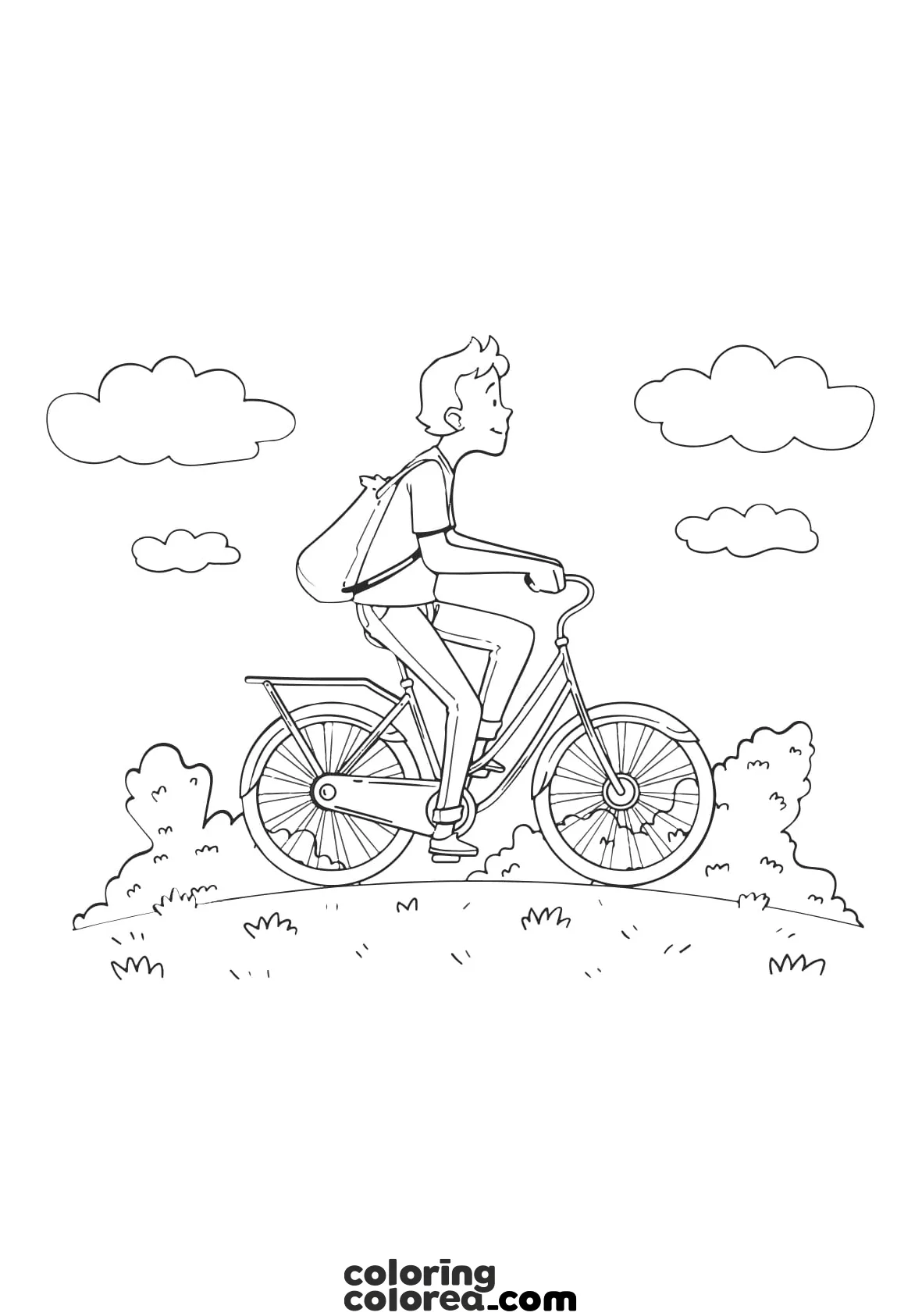 Dibujo para colorear de un hombre en bicicleta