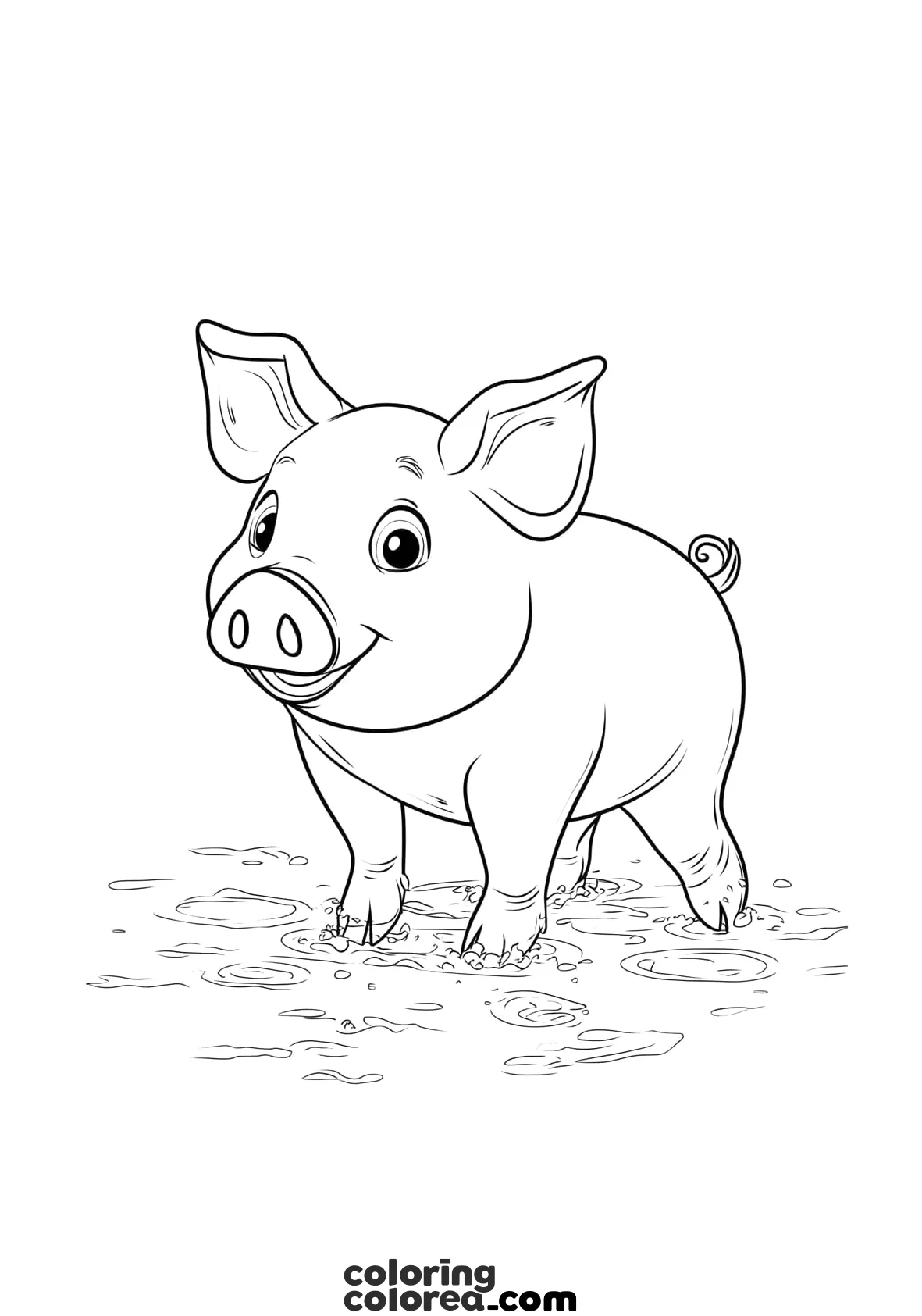 Dibujo para colorear de un cerdo pequeño