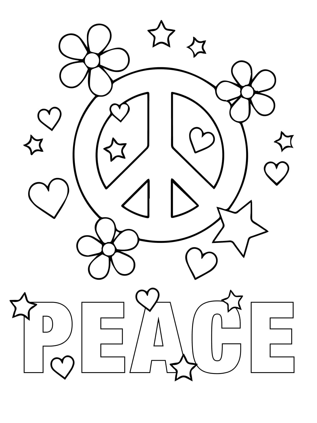 Drawing for colouring in on Peace Day