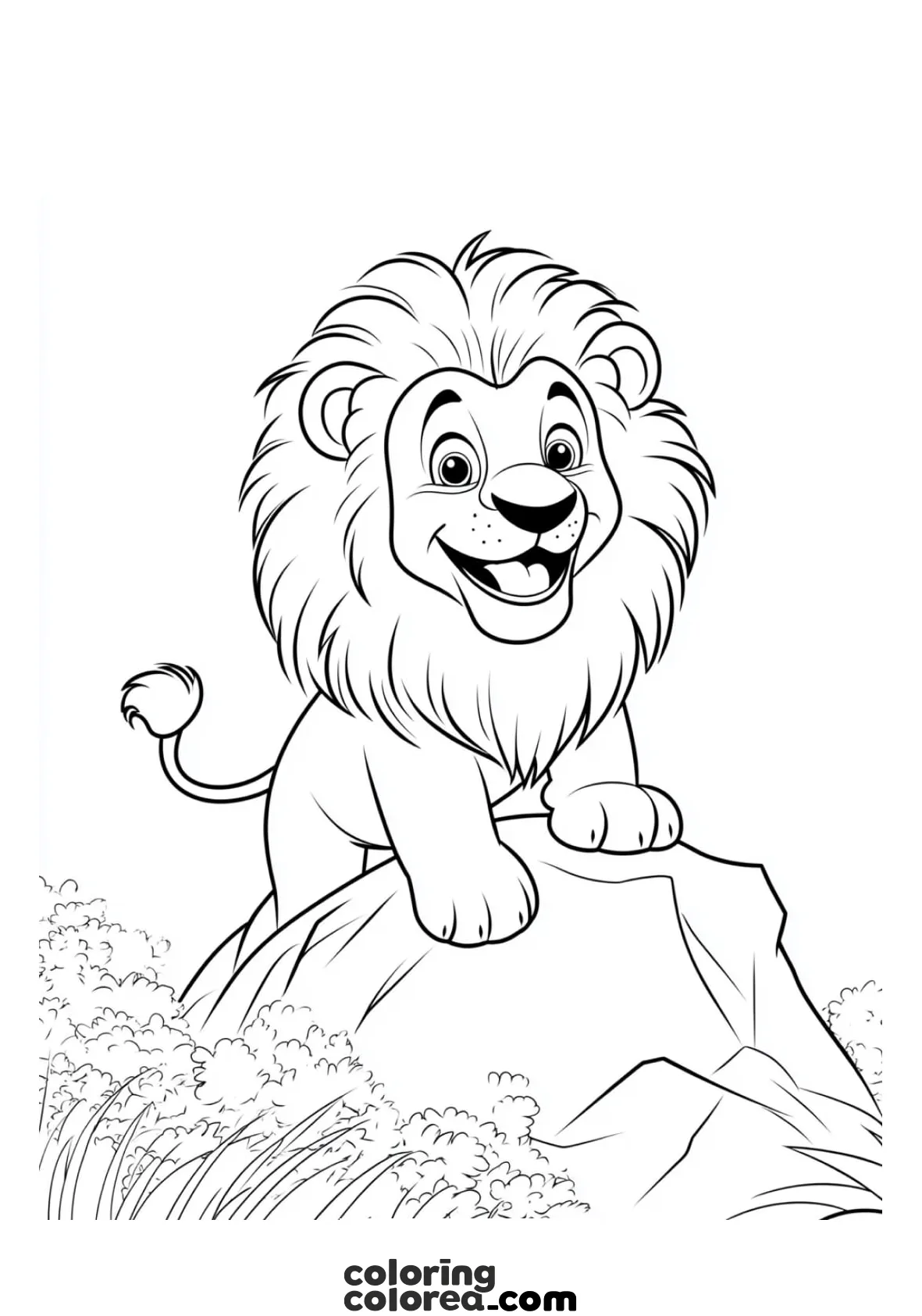 Dibujo infantil para colorear gratis de un león