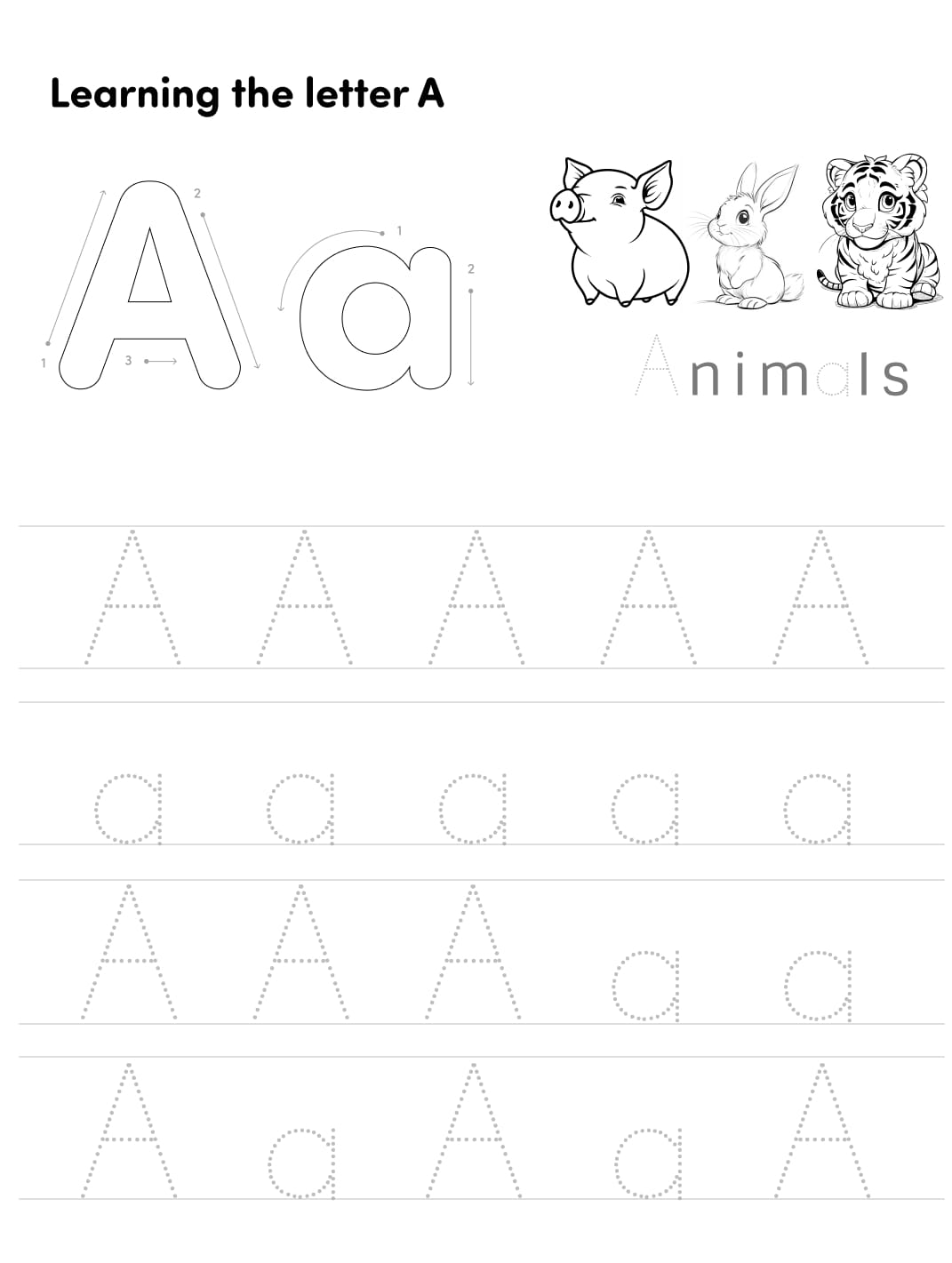 Educational factsheet. We learn the letter A