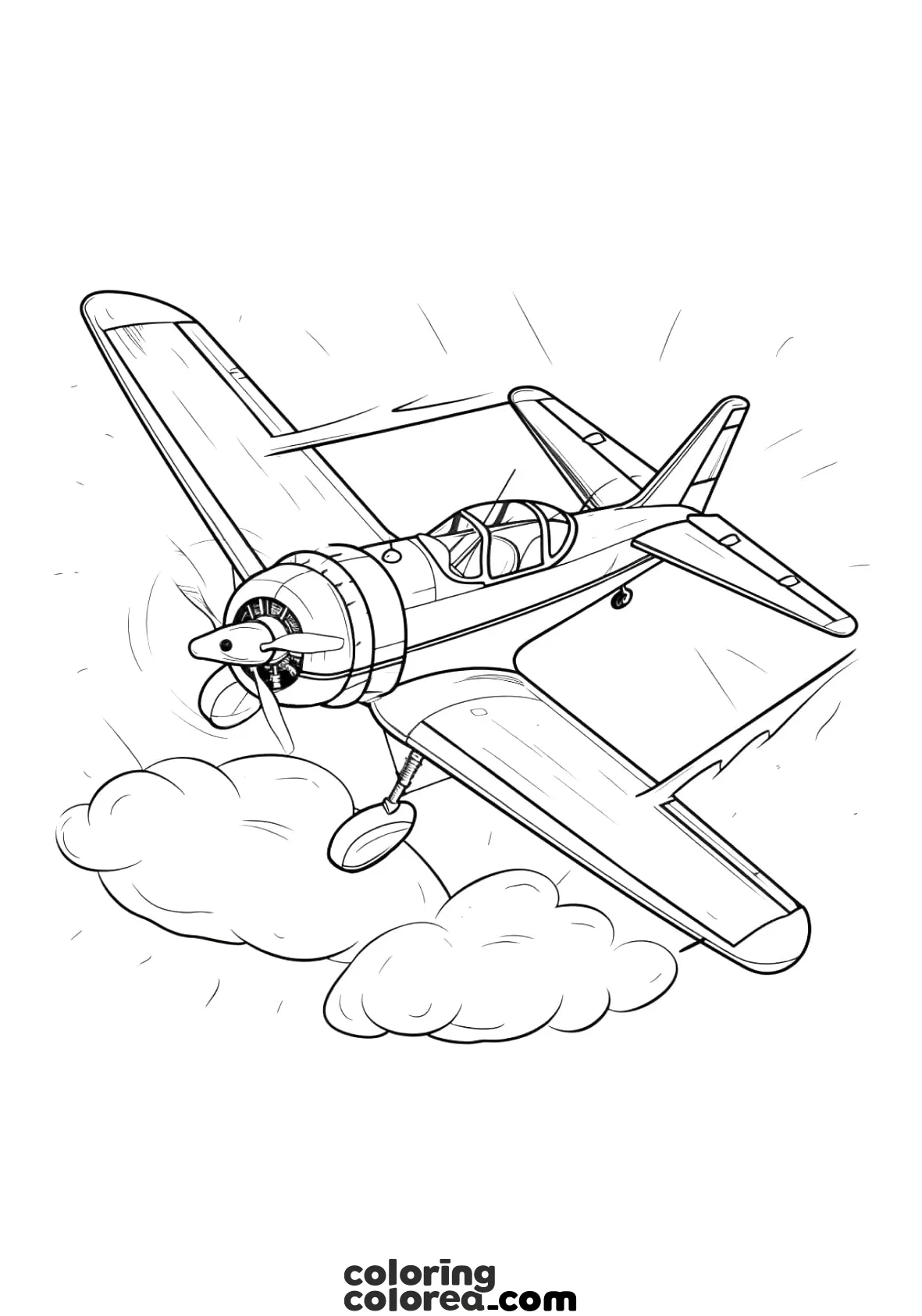 Colouring drawing of a plane in flight