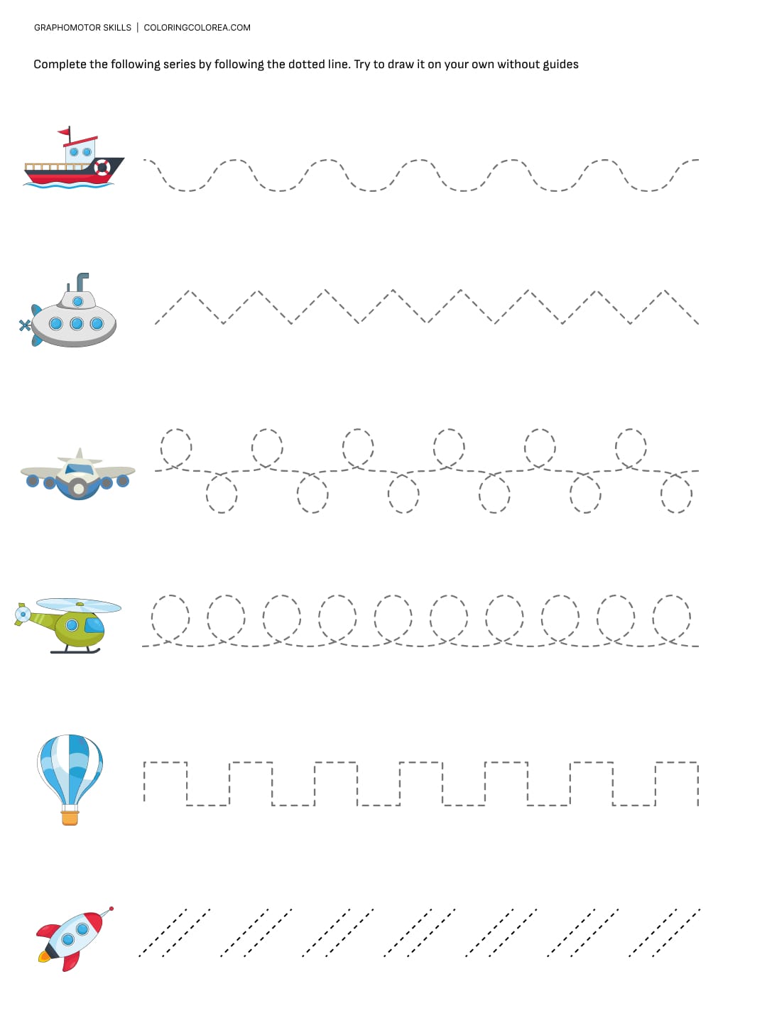 Graphomotor skills exercise for children from 3 years of age onwards