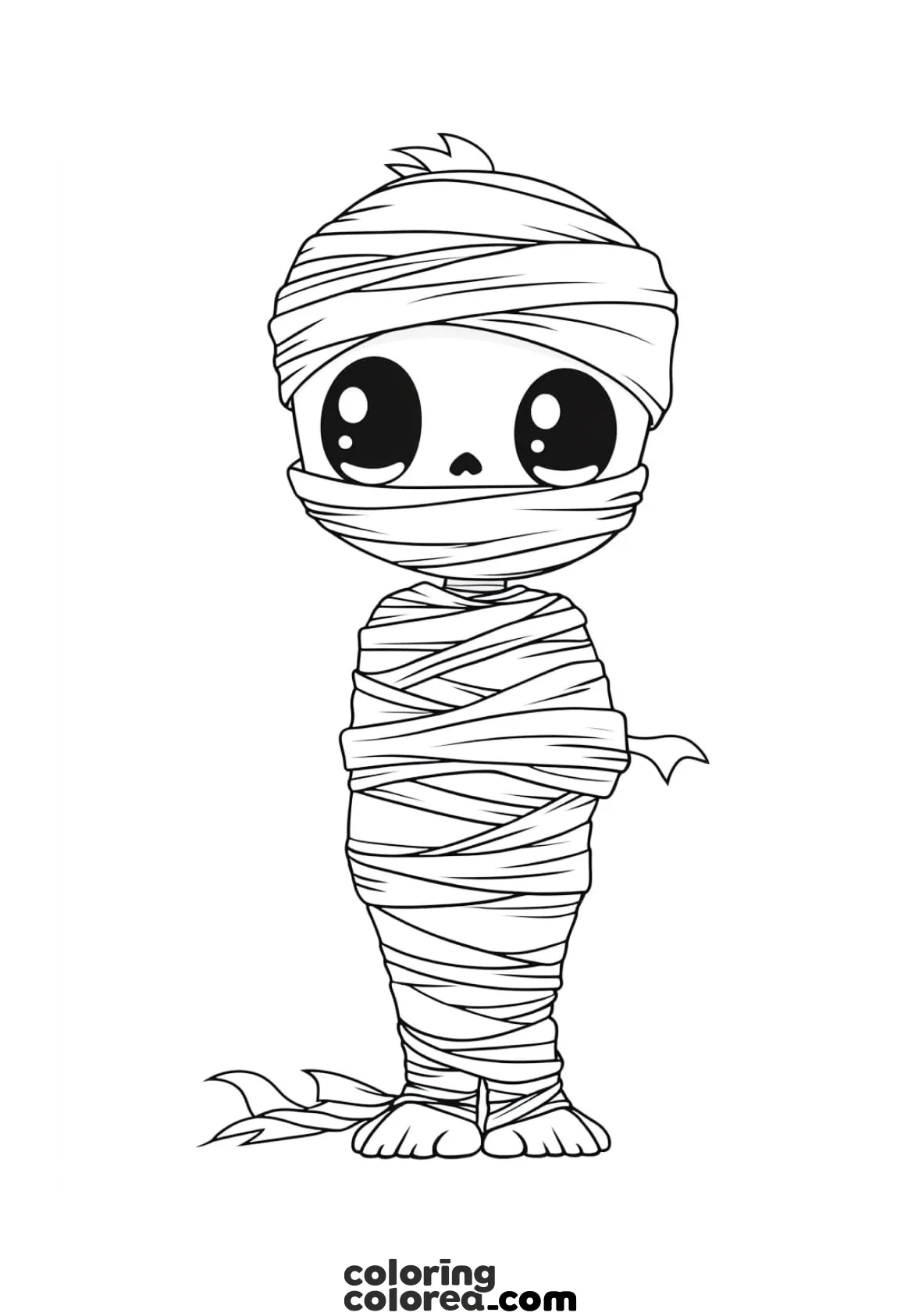 Dibujo para colorear de una momia en Halloween