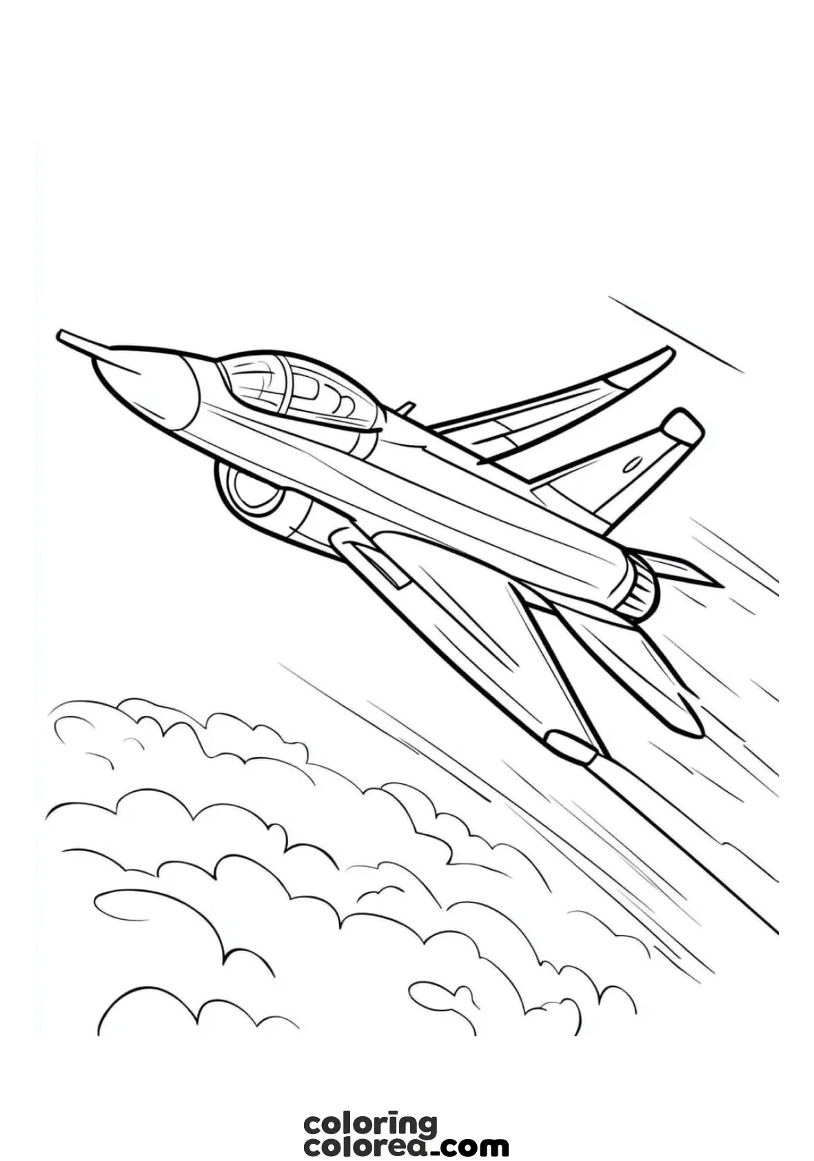 Drawing for colouring of a fighter jet