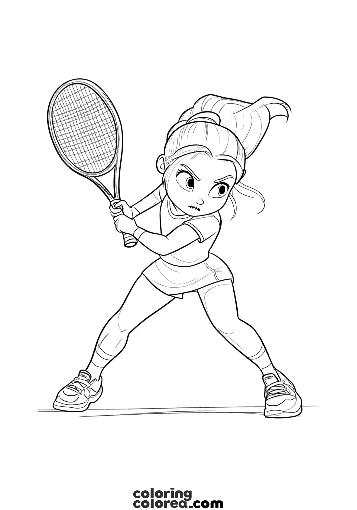 Colouring drawing of a tennis player