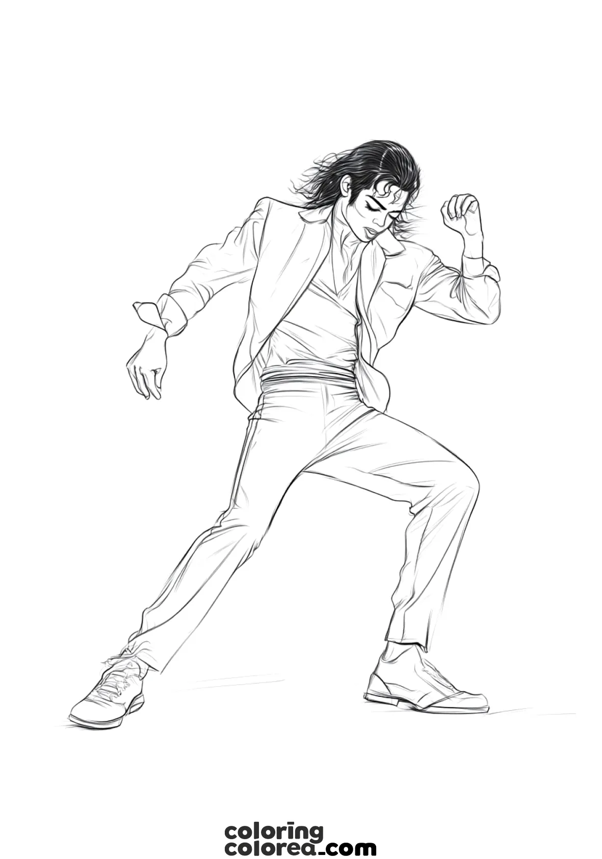 Free colouring drawing of the King of Pop: Michael Jackson