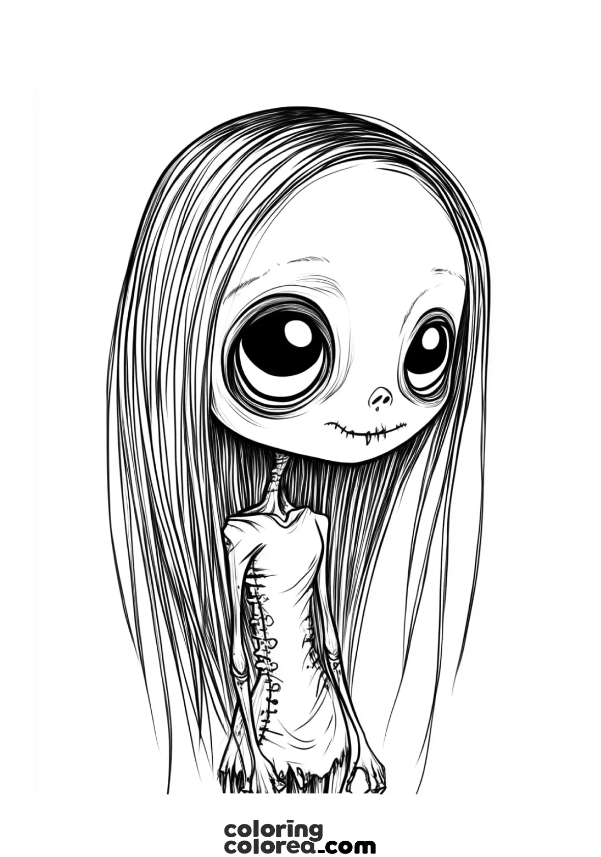 Fantasmagórico dibujo para colorear de miércoles en Halloween