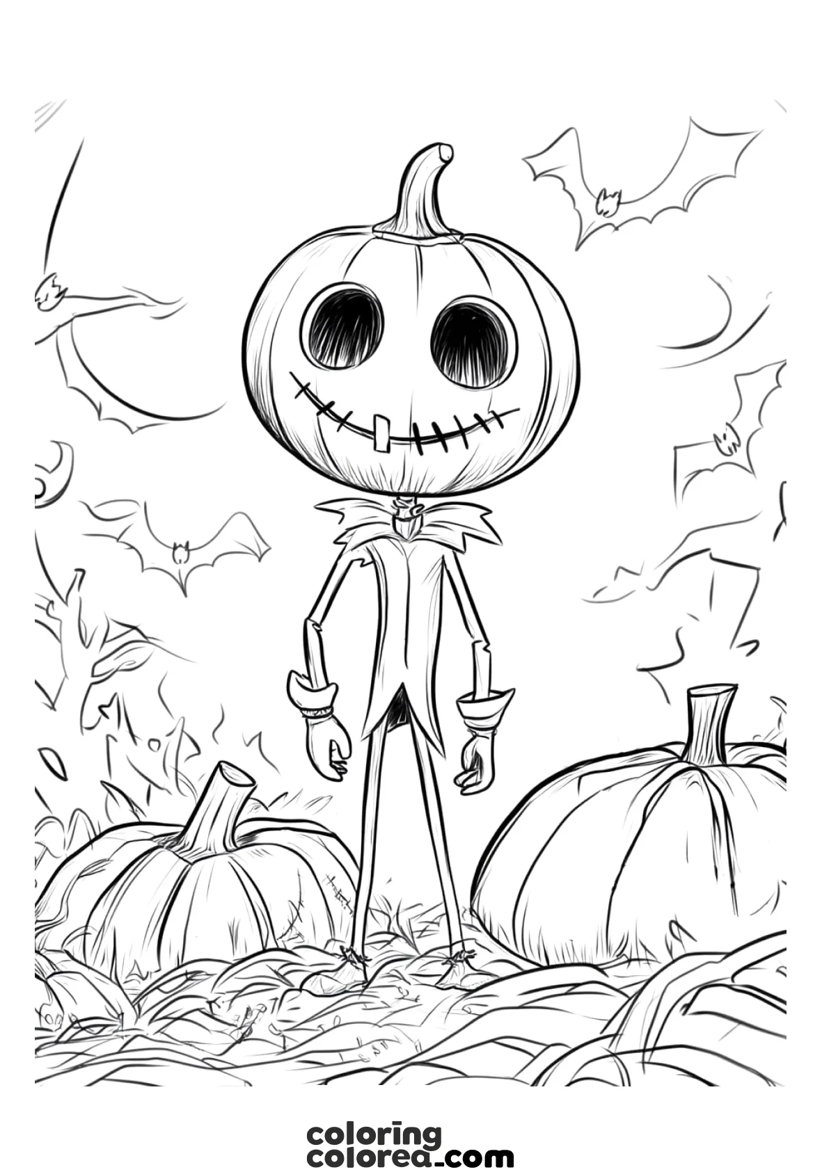 Dibujo para colorear de Jack Skellingtong Halloween