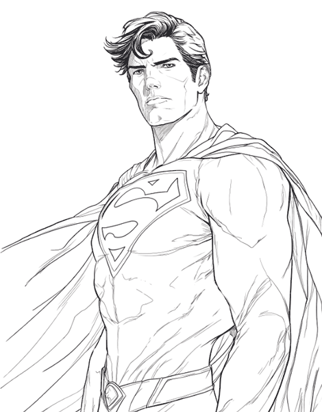 Free colouring picture of the legendary superhero Superman