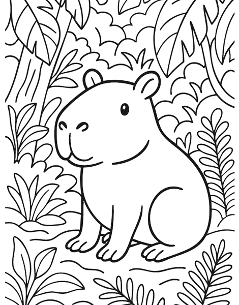 Dibujo para colorear gratis de una simpática Capibara