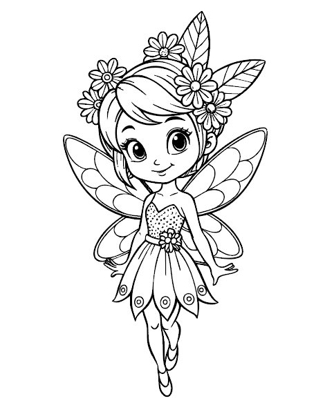 Easy and free colouring picture of a Forest Fairy