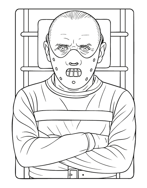 Dibujo para colorear de Hanibal Lecter en el Silencio de los Corderos