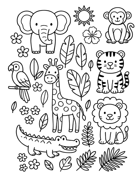 Aprende y conoce a lsos animales que habitan la Sabana. Dibujo para colorear fácil y gratis