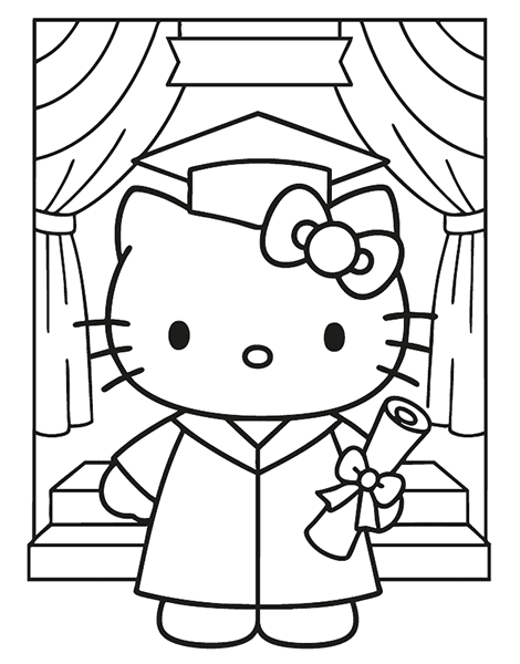 Colouring picture of the famous Hello Kitty cat from the Japanese company Sanrio.